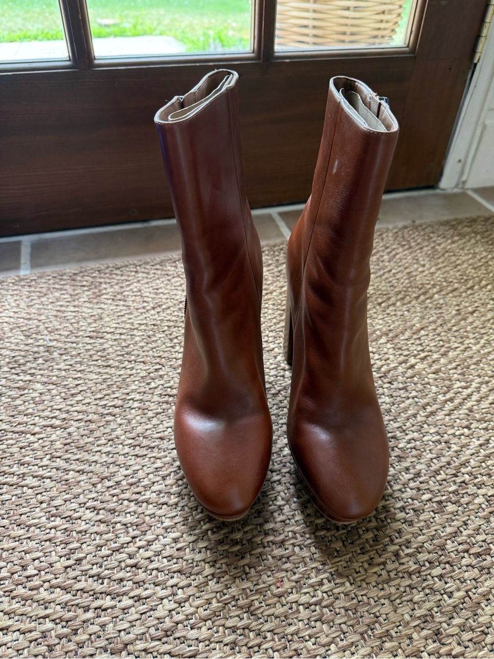 Michael Kors Brown Leather Mid-Calf High-Heel Boots
